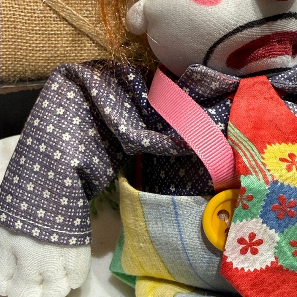 Vintage Clown Doll with Striped Pants